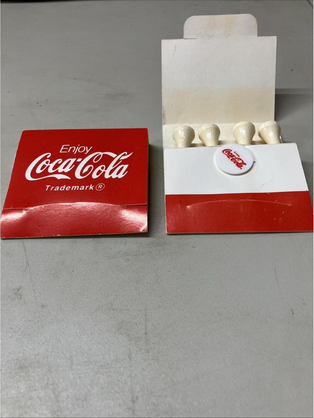 Coca Cola 2 & 1/8 wood golf tees (8) With 2 Ball Markers NOS